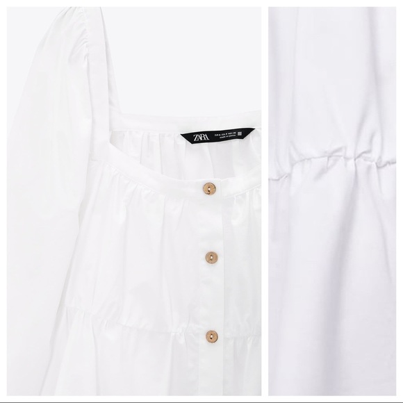 🌹NWT. Zara White Poplin Mini Dress. Size L. - Picture 7 of 12